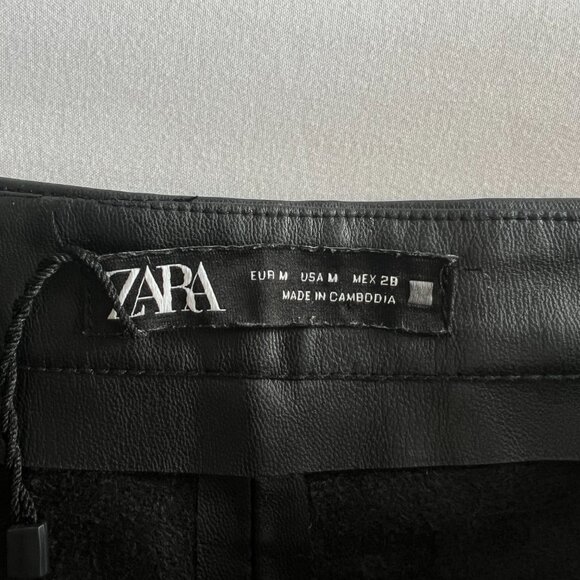 Zara Women's Skinny Black Faux Leather Pants with Ankle Zippers Medium - Picture 5 of 8